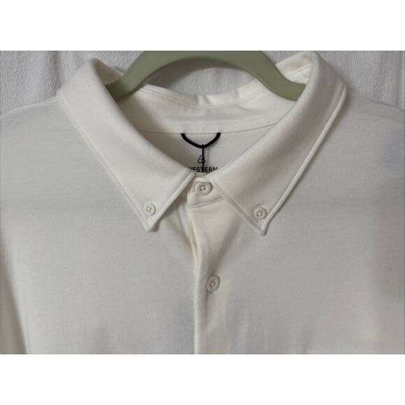 NWT Western Rise X Cotton Button Down Shirt Mens Large White Stretch Long Sleeve - Picture 3 of 12